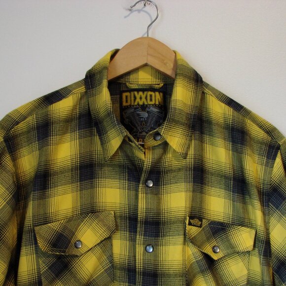 Dixxon Flannel Shirt Parham Panhead J&P Cycles Yellow Black Plaid NWOT NEW Large - Picture 4 of 16
